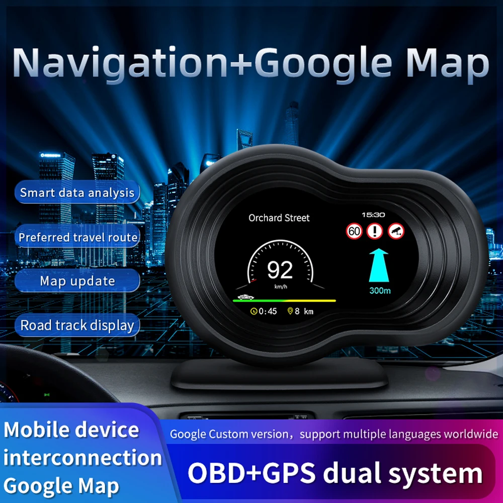 Il più nuovo Display OBD Head UP Computer di guida OBD2 GPS Dural System Car HUD Navigation Google Map GPS Compass tachimetro Alarm F9