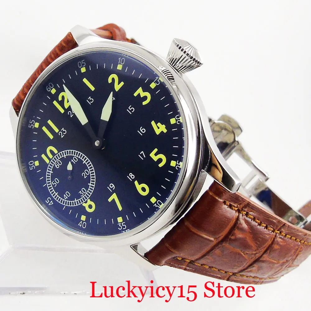 Mechanical Hand Winding Men Watches 6497 Movement Luminous Hand Deployment Clasp 44mm