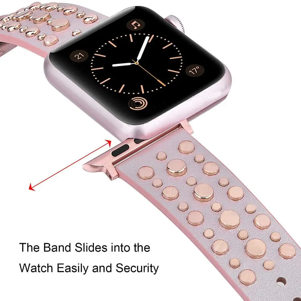 Rivets Band for apple watch Series 9/8/7/6 SE sport loop strap correa iwatch 8 7 38mm 40mm bracelet 41/45mm 44/42mm Leather belt