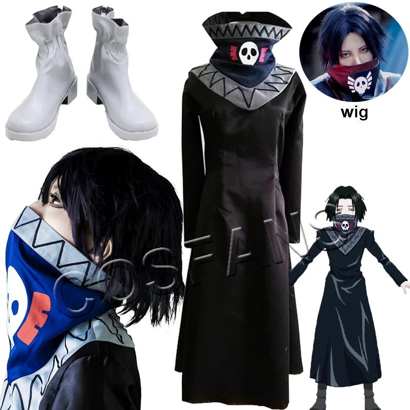 Anime Hunter X Hunter Feitan Cosplay Costume black coat men and women Halloween cosplay costume full set of wig shoes