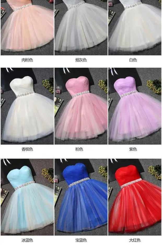 Crystal Taille Tule Jurken Roze Wit Rood Champagne Trouwjurk Vrouwen Korte Prom Verjaardag Afstuderen Vestidos Party Robe