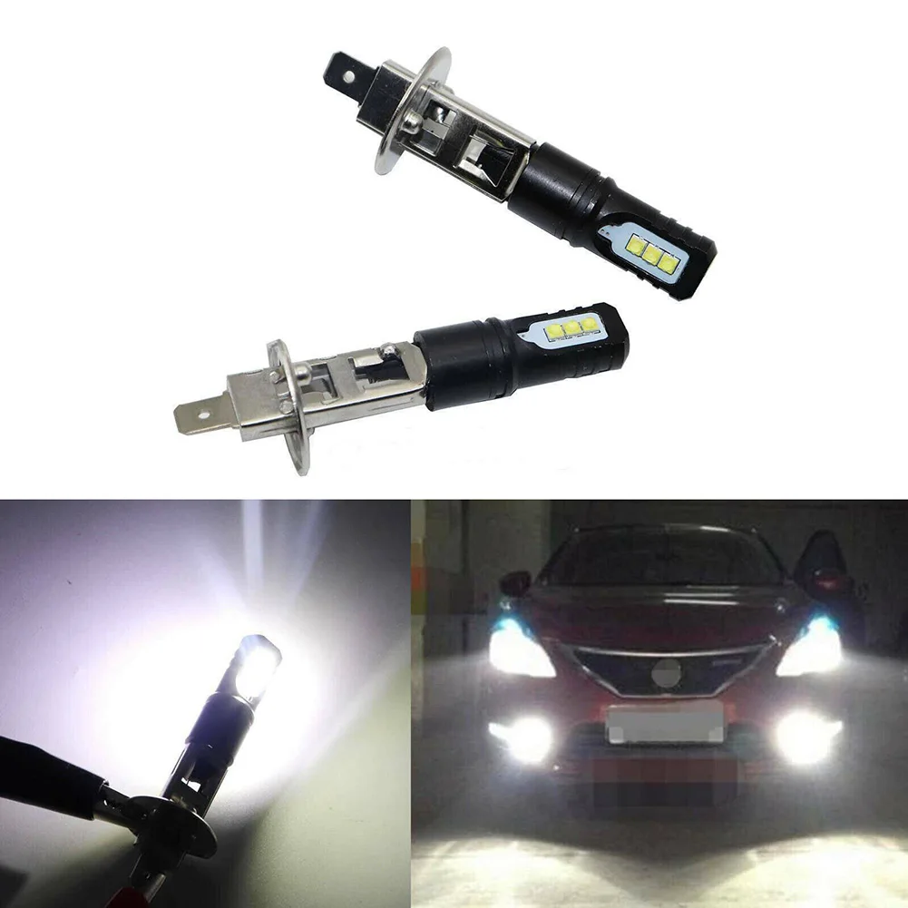 2x H1 6000K 8000LM Super Bright White DRL LED Headlight Bulb Kit CSP LED Fog Lamp Driving Light For High Beams Auto 55W Per Bulb