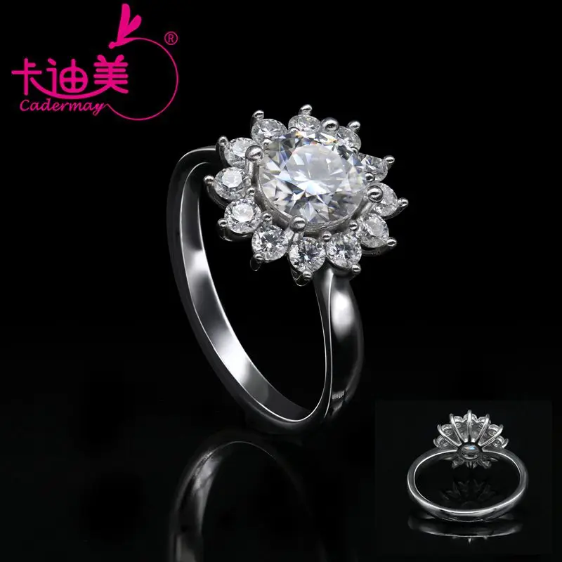 CADERMAY 1ct Round Moissanite 14K/18K Gold Ring Luxury Trendy Style Sun Flower Shape Moissanite Diamond Engagement Ring Gifts