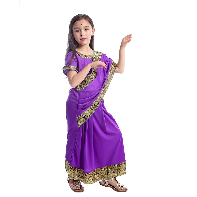 New Kids Traditional Indian Dance Costumes Nice Children/Girls Bollywood Princess Dance Suits Stage Show Sari Indian Set Dress