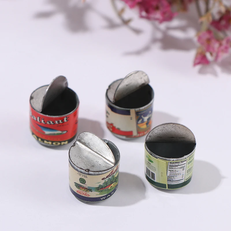 1/4pcs Different Label Dollhouse Miniature Can Fruit Jam Can Toy Doll Food Kitchen Living Room Accessories Kids Pretend Play Toy