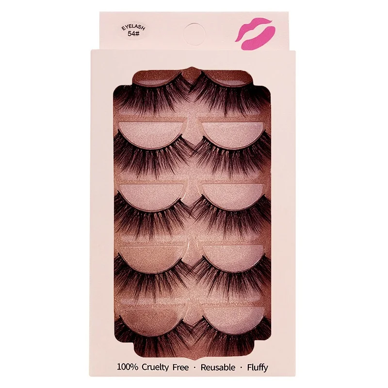 Hot Soft Light 3D Fake Lashes Mink Thick Natural Long Hand Made 5 Pairs False Eyelashes Extension Set Reusable 50 Sets/Lot DHL