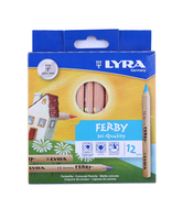 LYRA Ferby Giant Triangular Colored Pencils, Unlacquered, 6.25 Millimeter Cores, Assorted Colors, 6,12 colors,School supplies