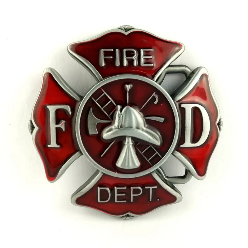 

FD FIRE DEPT Red Round Metal Buckles for Belts Men Casual Western Cowboy DIY Accessories for Clothing Fashion Birthday Gifts