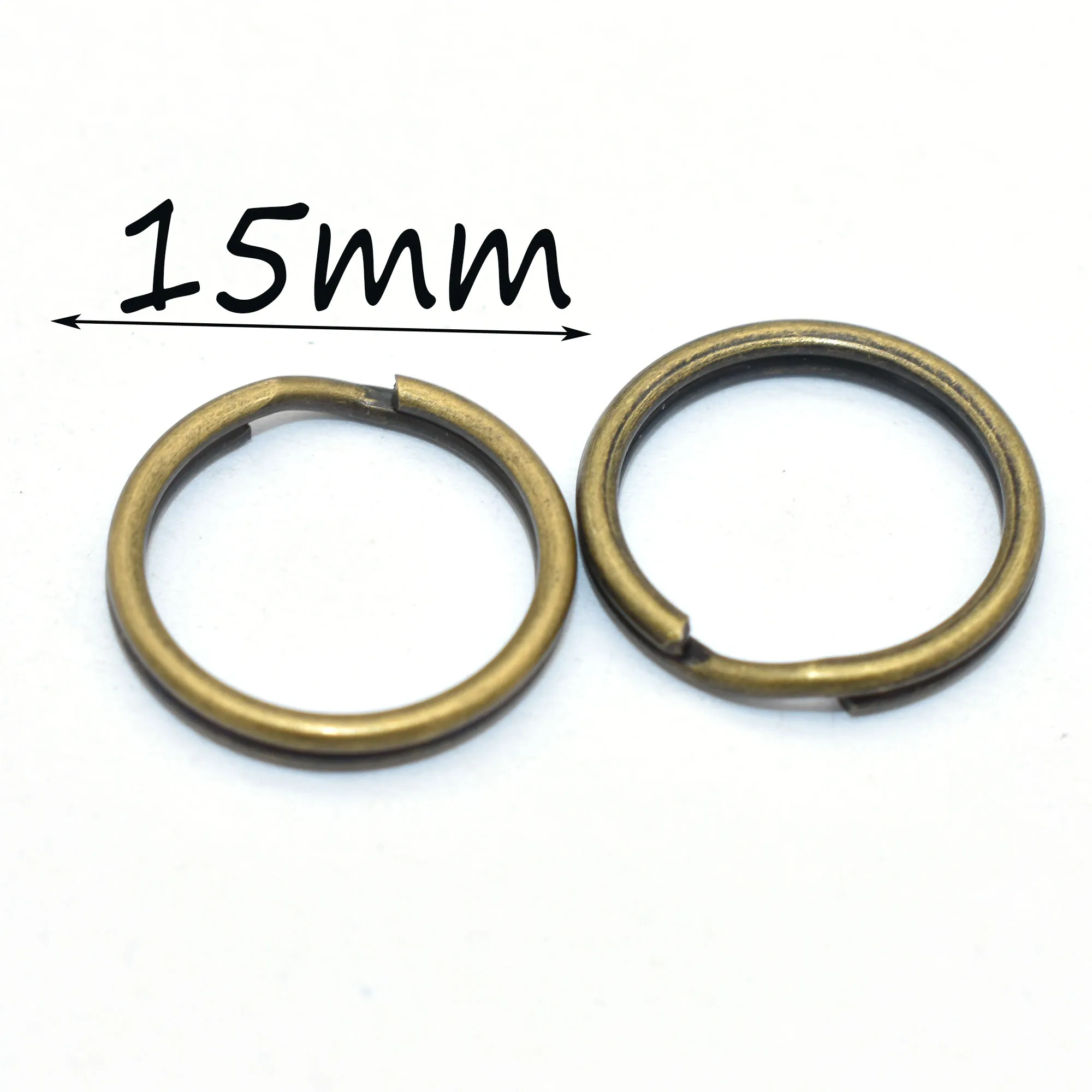 Split Rings Connector Jump O Rings Strong Flat Lanyard Key Chain Key Fob Rings Hook Loop DIY Leather Craft for Bags 15 mm 50 PCS