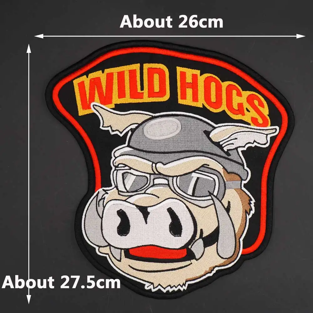 Large WILD HOGS ricamato moto MC uomo Biker patch abbigliamento Applique