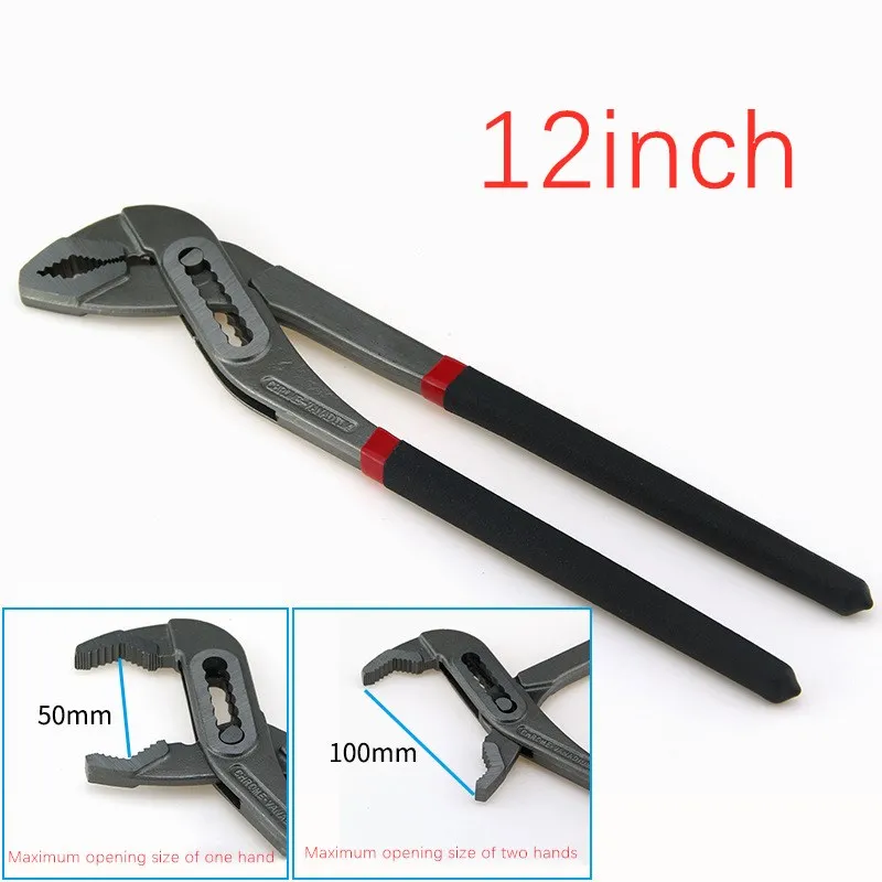 Water Pump Pliers Multifunctional Pipe Clamp Quick Release Water Pipe Pliers Claw Slot Joint Pliers Hand Tools 8''/10''/12''