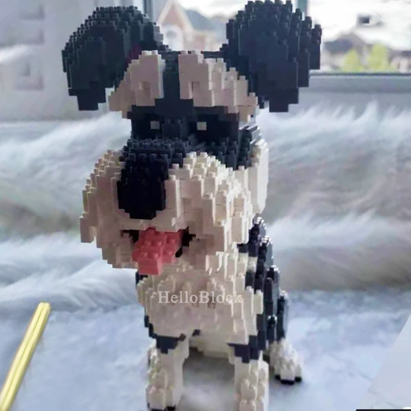 Balody 16049 Grey Schnauzer Pet Dog Building Block Animal 3D Model 2100pcs Small Mini Diamond Bricks Toy Kid Chiristmas Gift