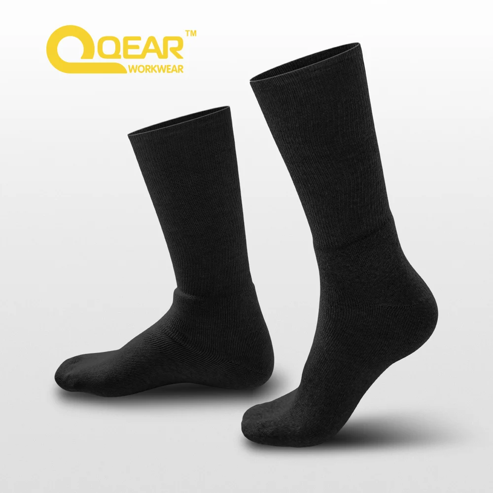 3 pairs Pack Thermal Work Sock, Thick Winter Terry Warm Endurance Crew Sock for Men/Women, Black and Gray