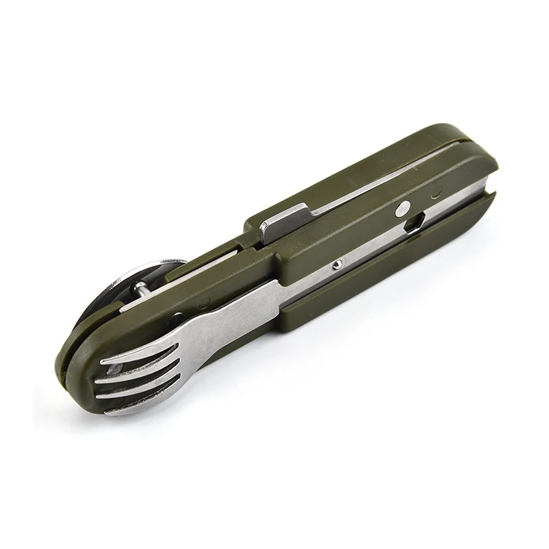 Stainless steel folding knife, fork and spoon, Multi-functional and convenient tableware, Outdoor cutlery, The Swiss knife