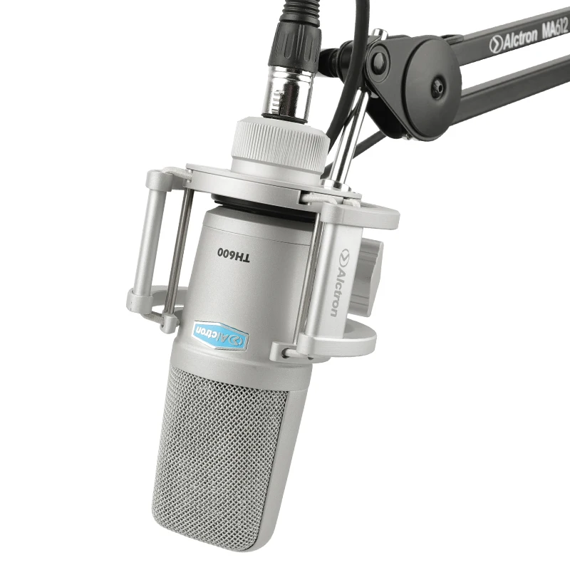 Micrófono condensador Alctron TH600 usado en estudio, viene con filtro pop y soporte antigolpes, grabación vocal, puesta en escena, etc.