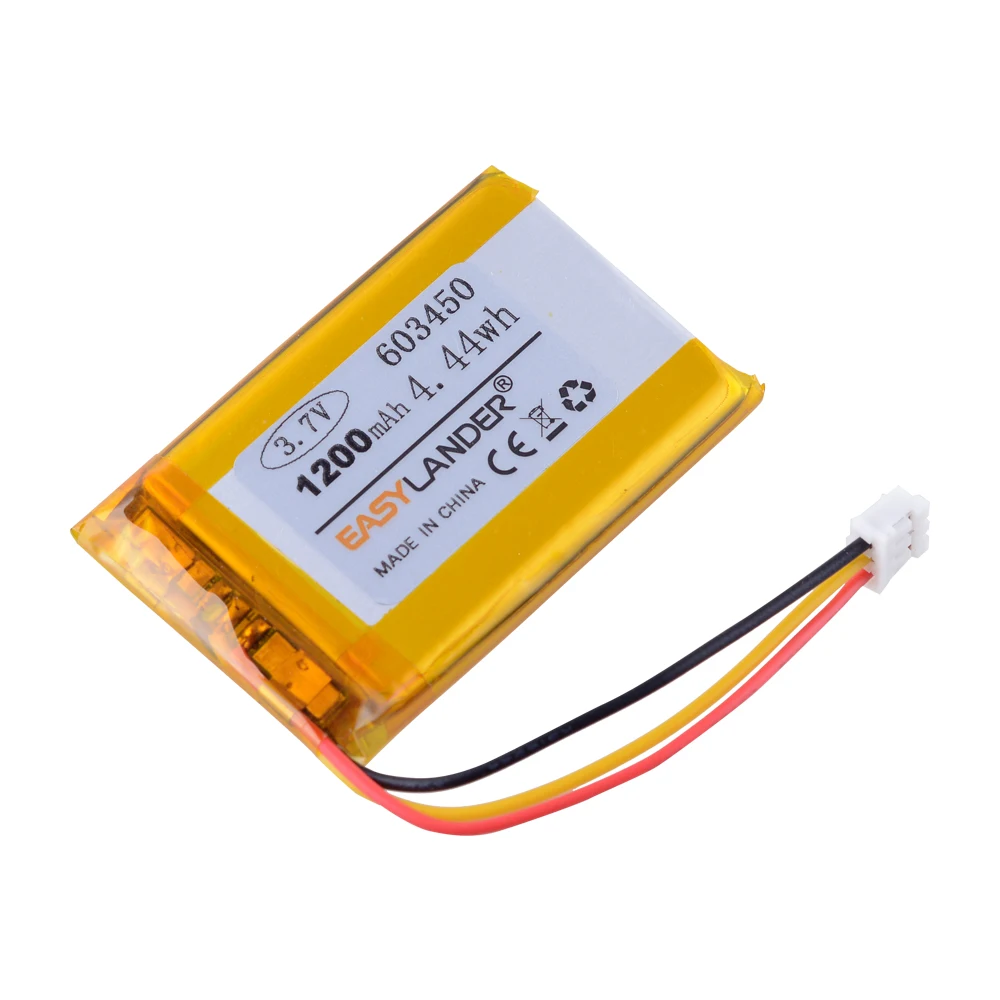 3.7V 1200mAh 603450 JST2.0mm 3-pinowy akumulator litowo-jonowy polimerowy do GPS Varta 1/Rejestrator 553450 Corsair DVR