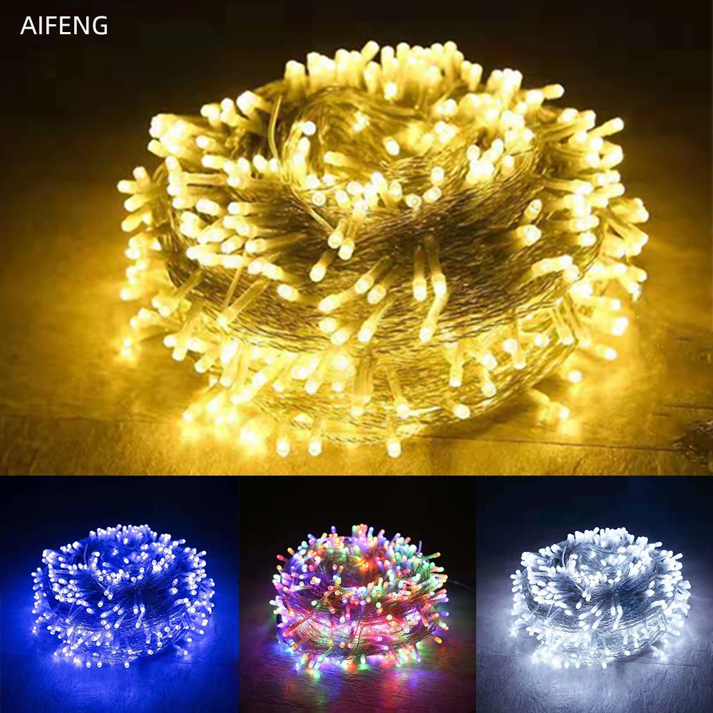 LED String Fairy Light, Luzes de Natal para festa de casamento, Luzes de férias, 8 modos, 5m, 10m, 20m, 30m, 50m, 100m