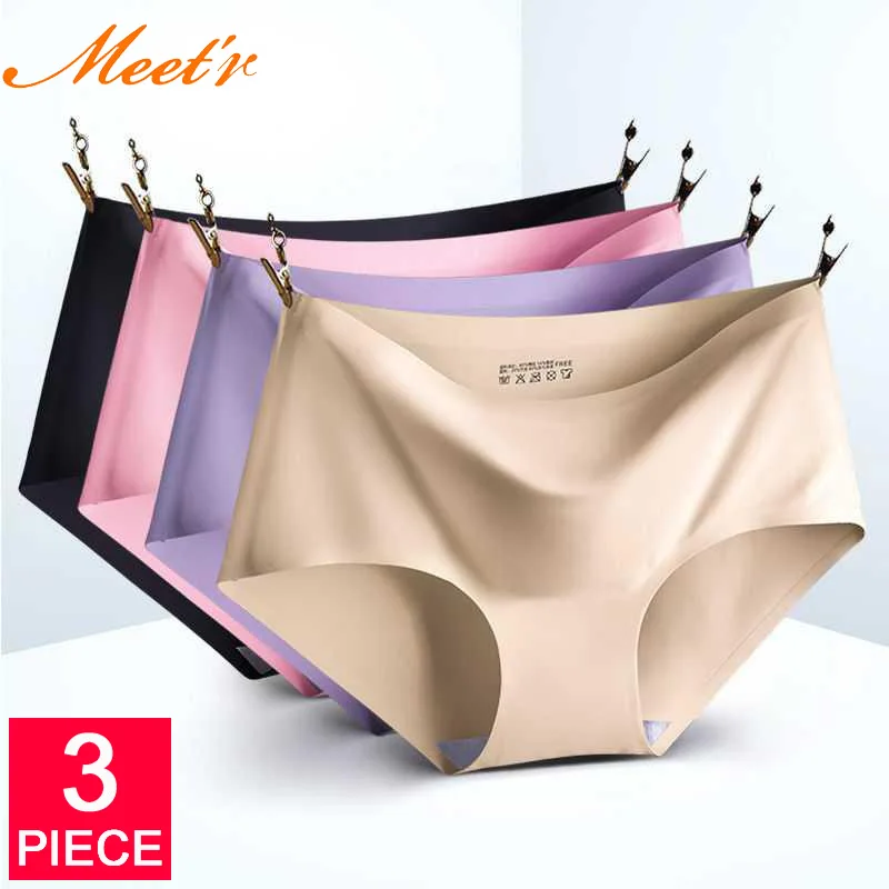 Meet\'r 3Pcs/lot Seamless Panty Set Underwear Female Comfort Intimates Female Low-Rise Briefs G String Lingerie Drop Shipping