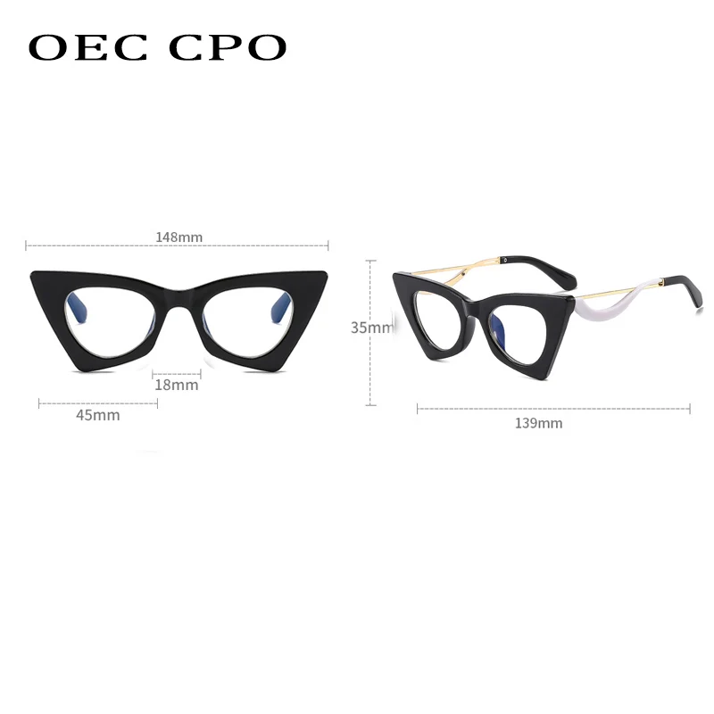 OEC CPO Retro Cat Eye Optical Glasses Frames Women Fashion Clear Lens Glasses Female Prescription Eyeglasses Frame E678