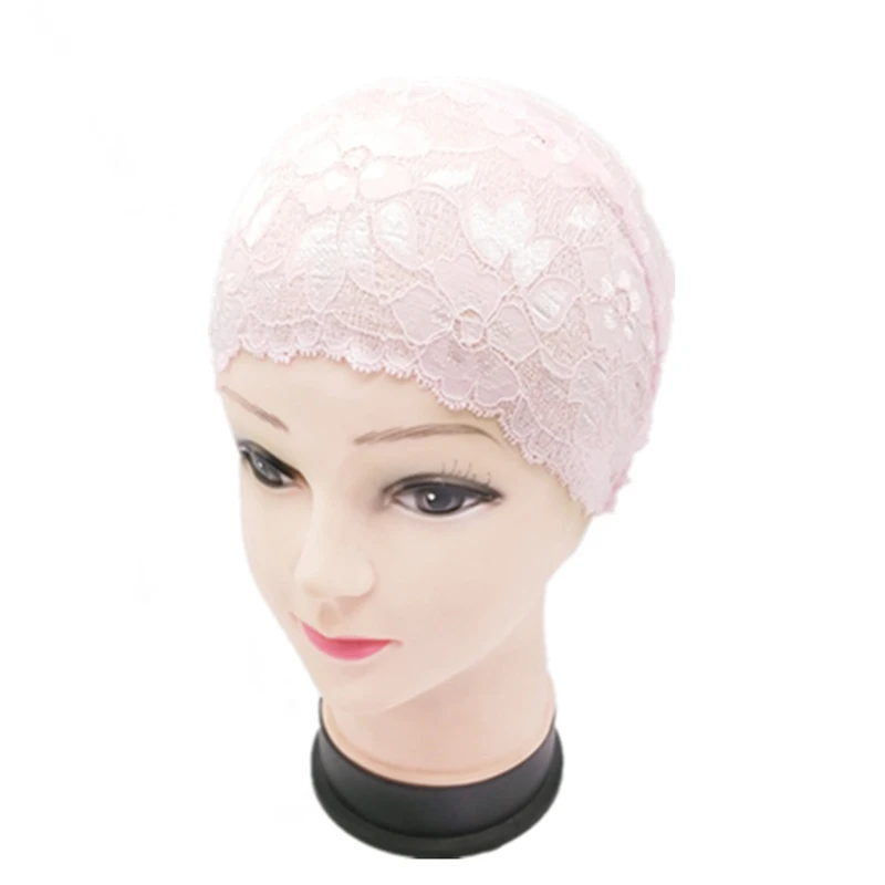 มุสลิม Underscarf ฝาครอบลูกไม้หมวกดอกไม้หมวก Headscarf Turban อิสลาม Hijab หมวกผู้หญิงผมร่วง Chemo Beanie Headwear