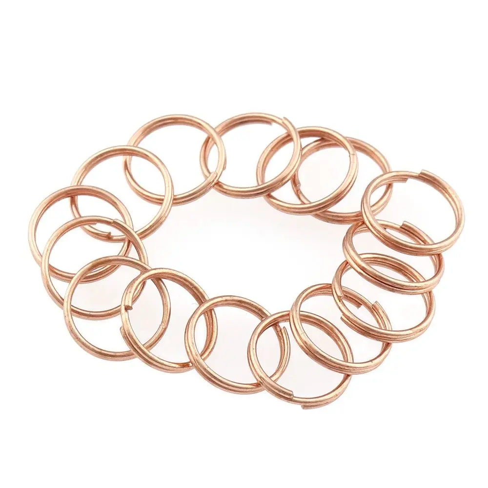 50pcs Rose gold Small Key chain rings Open Jump Rings Double Loops 9mm Split Rings Connectors For Jewelry Making Accessories