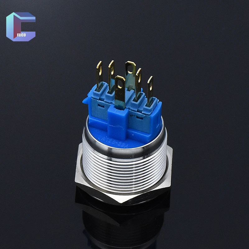 22mm Waterproof 3A Metal Push Button Switch Momentary Latching 1NO1NC  With Ring LED Stainless Steel