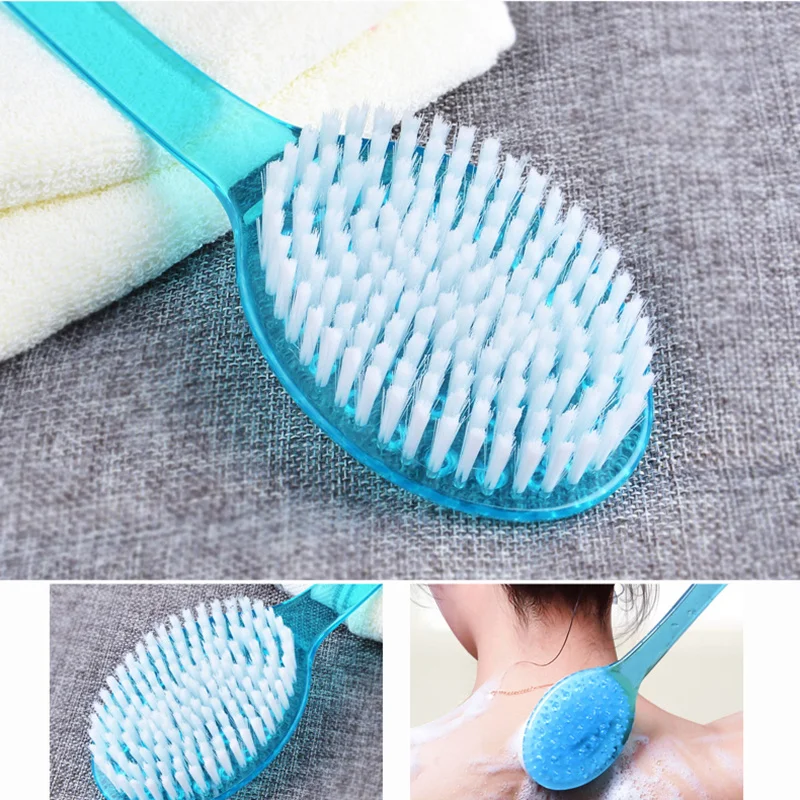 Long Handled Bath Shower Back Brush PET Body Scrubber PS Plastic Massager Skin Cleaning Tool