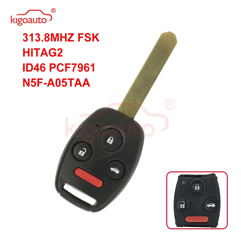 

Пульт дистанционного управления Kigoauto 313,8 MHZ FSK HITAG-2 ID46 PCF7961 для Honda Civic 2012 2013 P/N 72147-TRO-A010-M2