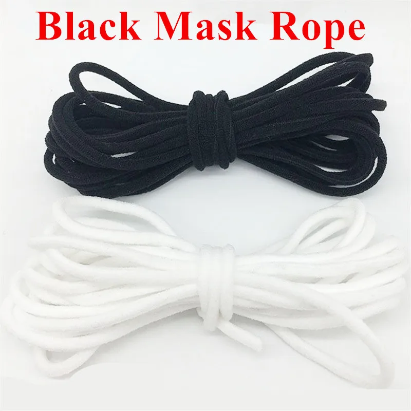 3/4/5MM Black Round Flat Face Mask Elastic Rope Mask Rubber Band Tape Ear Cord Belt Oil Core DIY Protective Cloth Sewing Accesso