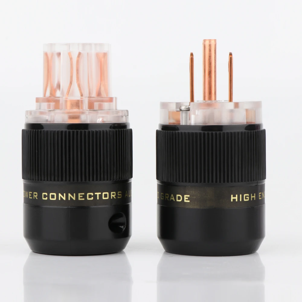 Pair Hi-End US AC pure Copper Power Plug Male&IEC Female Connector hifi Audio US mains power adapter connector