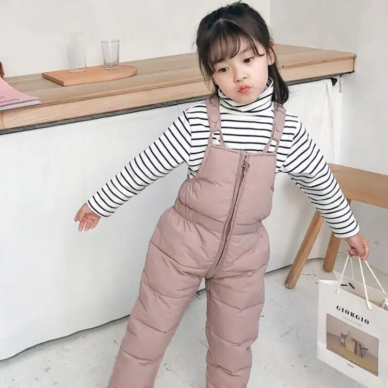 Winter Children Warm Overalls Autumn Girls Boys Plus Thick Pants Baby Girl Jumpsuit For 1-5 Years Kids Ski Down Overalls