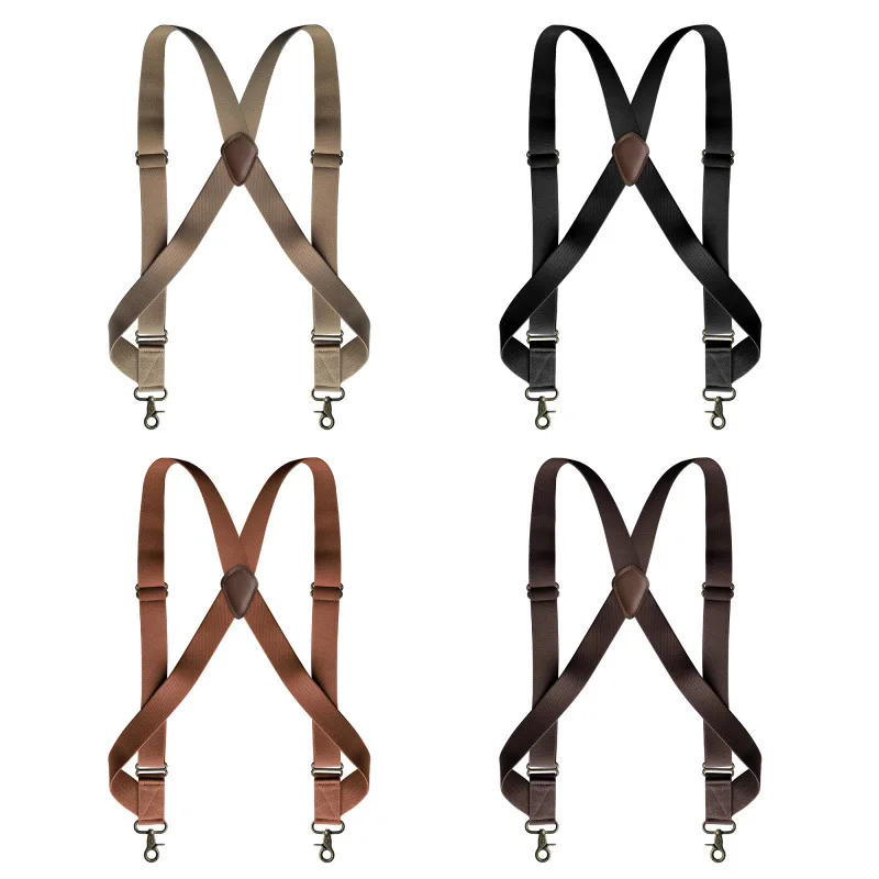 2024 Men Leather 2 Clip Elastic Braces Wedding Shirt Stay Locking Clamps Trousers Suspenders Adjustable Strap Garter Holder Belt