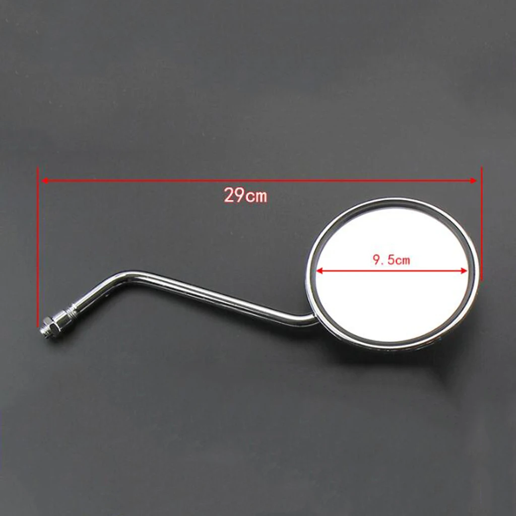 1 Pair Chrome Round Rearview Side Mirrors for Motorcycle Scooter 8mm