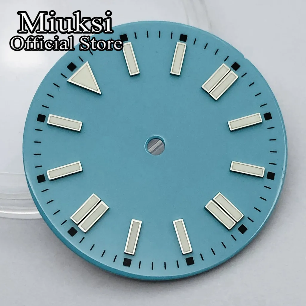 Miuksi 28.5mm/31mm black blue green red yellow watch dial luminous fit NH35 NH36 ETA2824 2836 Miyota 8215 DG2813 3804 movement