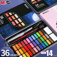 M&G 12/28/36/48 Colors Painting Portable Iron/Plastic box Solid Watercolor Pigment Watercolor Painting Supplie Art Tool Set