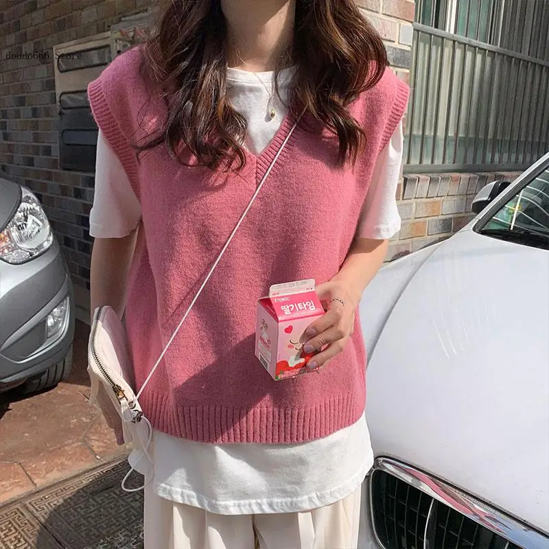 

Women's Autumn and Winter Sleeveless Vest Sweater Korean-Style V-Neck Knitted Pullover