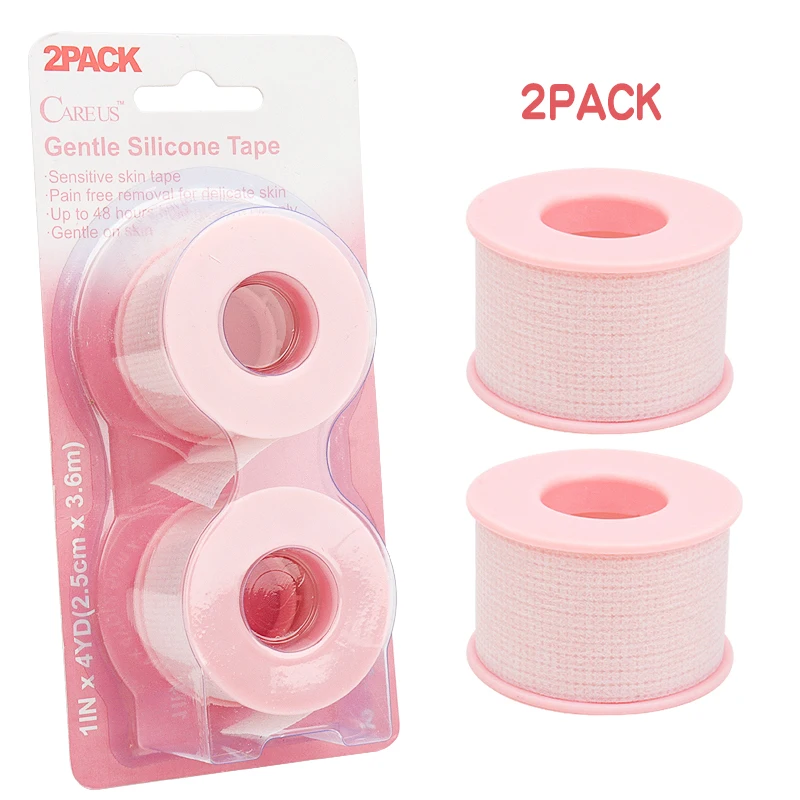 2 Rolls Eyelash Extension pink/blue Tape Non-woven gentle silicone gel Tape for Grafting False Eyelash Patch Under Eye Pads tool