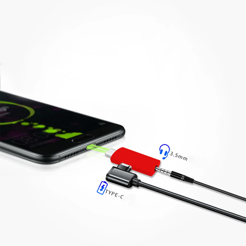 100 قطعة 2 في 1 سماعة جاك محول USB نوع-C إلى 3.5 مللي متر الصوت Aux كابل تهمة تحويل لهواوي/سامسونج