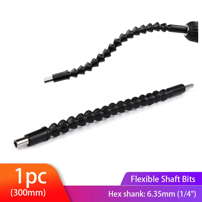 

300mm Flexible Shaft Bits Extention Screwdriver Bit Holder Connect Link Electronics Drill 1/4" Hex Shank Repair Tools Black