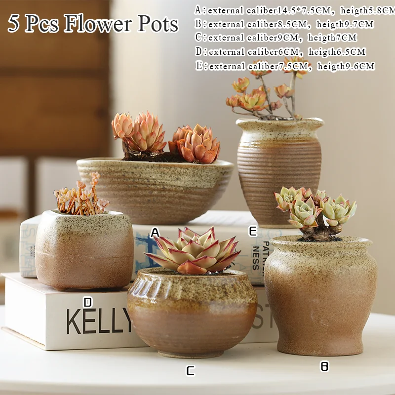 Flower Pot Stone Pottery Ceramic Succulent Cactus Pot Plant Garden Ceramic Planter Pots Outdoor