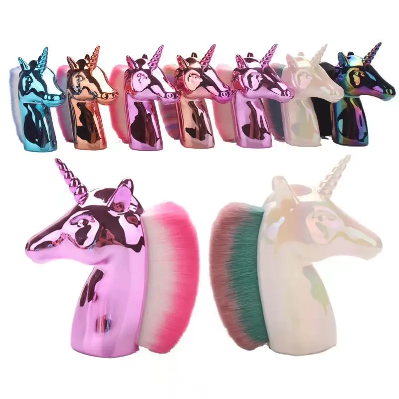 Unicorn Rainbow Horse Nail Art Brushes Remove Traces Design Acrylic UV Gel Powder Glitter Removal Pen Nail Manicure Tools