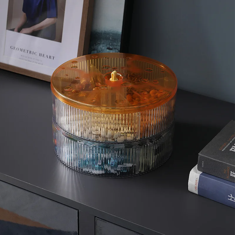 Astronaut dried fruit tray transparent candy snack tray rotating creative separation with lid sealed living room fruit tray