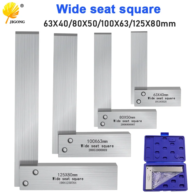 

Square 90-degree square L-shaped ruler With ground seat Precision hardened steel angle ruler 63x10 80x50 100x60 125x80mm