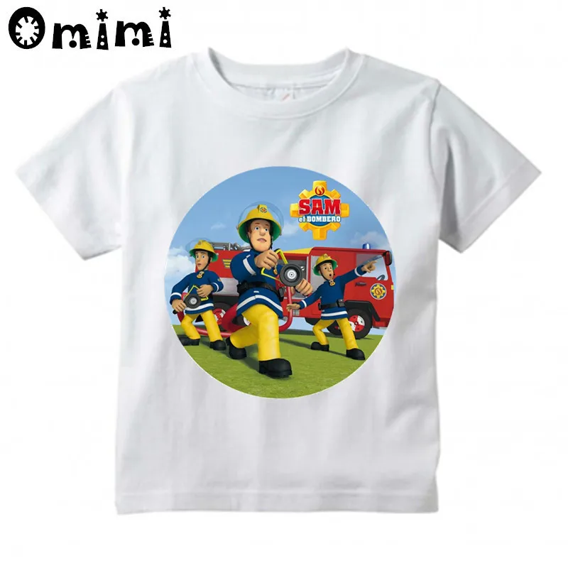 

Children's Sam Fireman Firefighter Design T Shirt Boys/Girls Great Kawaii Short Sleeve Tops Kids Funny T-Shirt,ooo3062