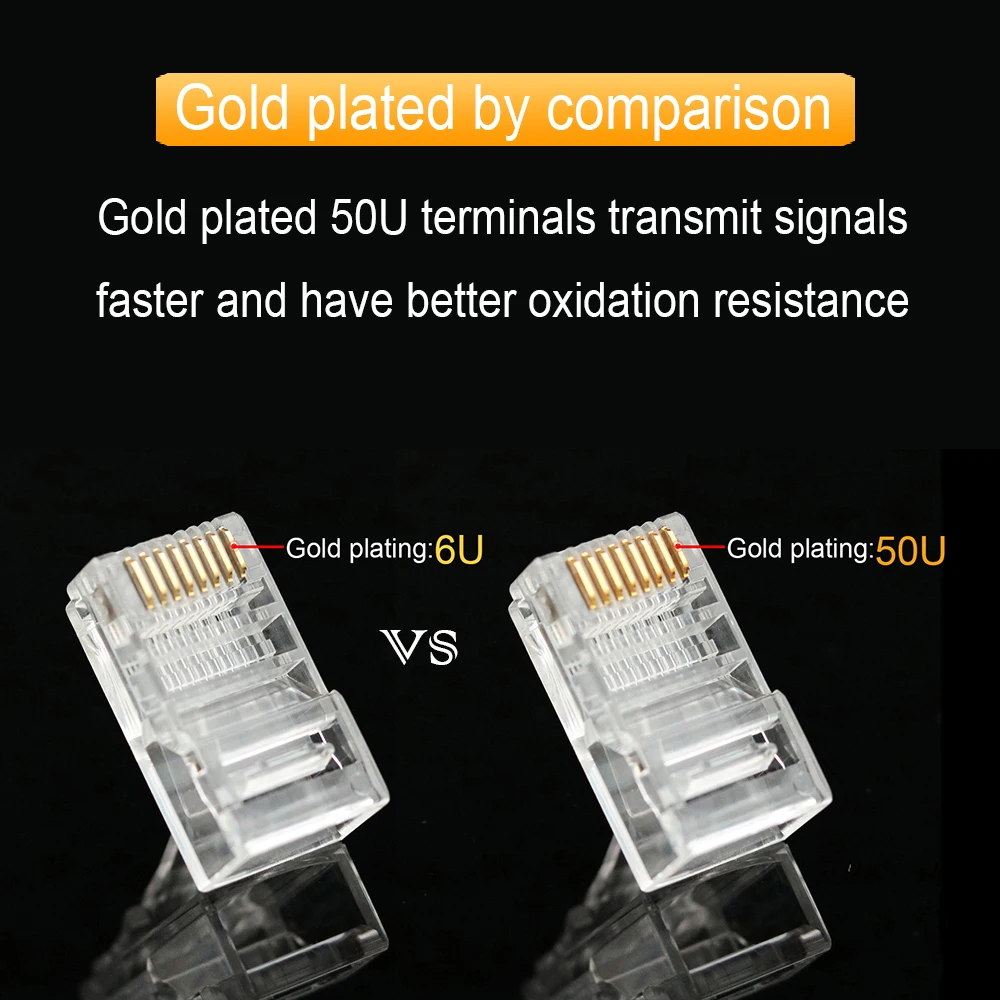 xintylink rj45 connector cat6 cat5e 50U/6U ethernet cable plug utp 8P8C ends cat 6 network lan jack cat5 internet high quality