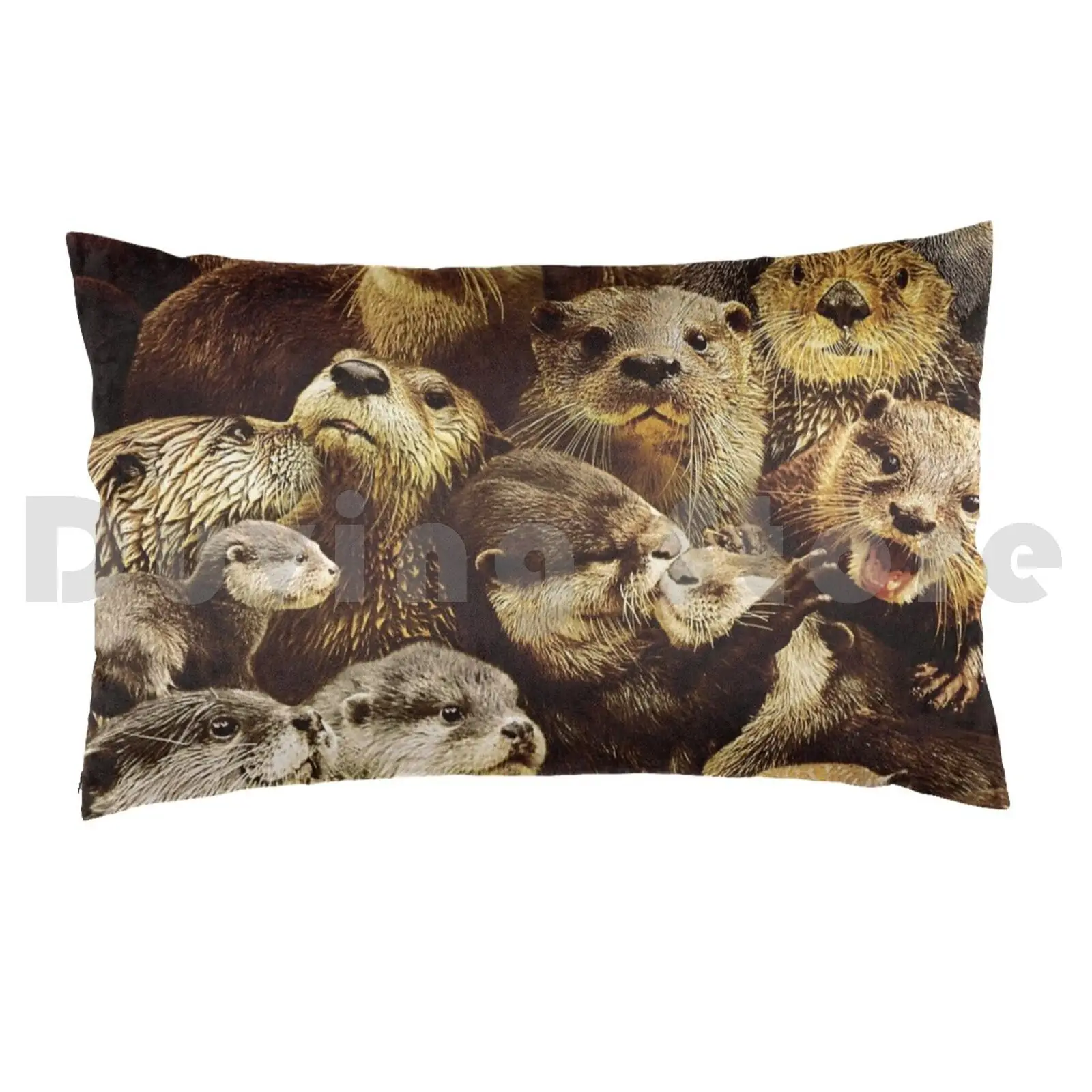 Otters Pillow Case DIY 50*70 Otter Otters Sea Otter Loutre Animal Animals Family Cuddles Cute Sea Water Beaver