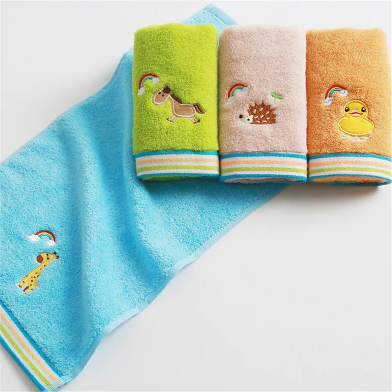 Premium Cotton Handkerchief for Children, Face Towel for Kids, Bathroom, Skin-Friendly, Animal Embroidery, Machine Washable