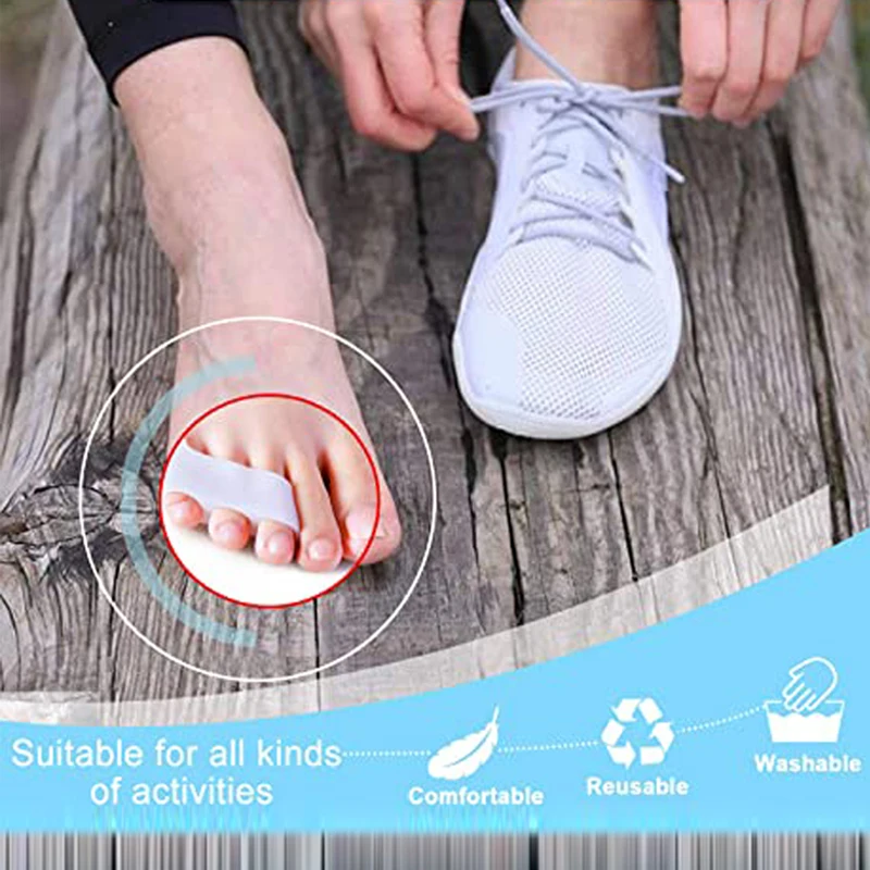 2pcs White Silicone Gel Straightener Pain Relief Toe Protector Relieve Bunion Foot Care Tools Three-Hole Little Toe Separator