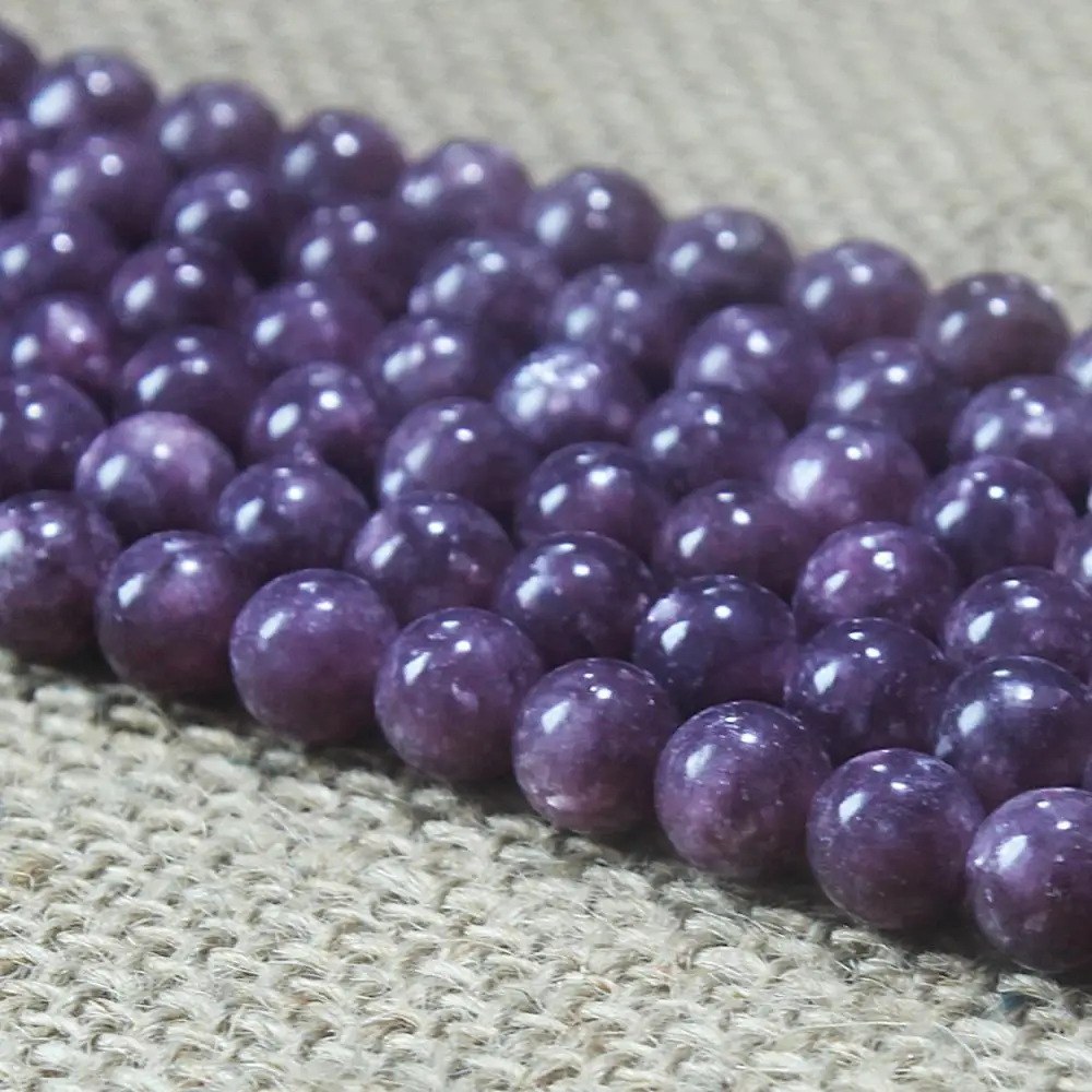 Natural Round AA Purple Lepidolite Gemstone Loose Beads 4 6 8 10 12 14mm For Necklace Bracelet DIY Jewelry Making 15inch Strand