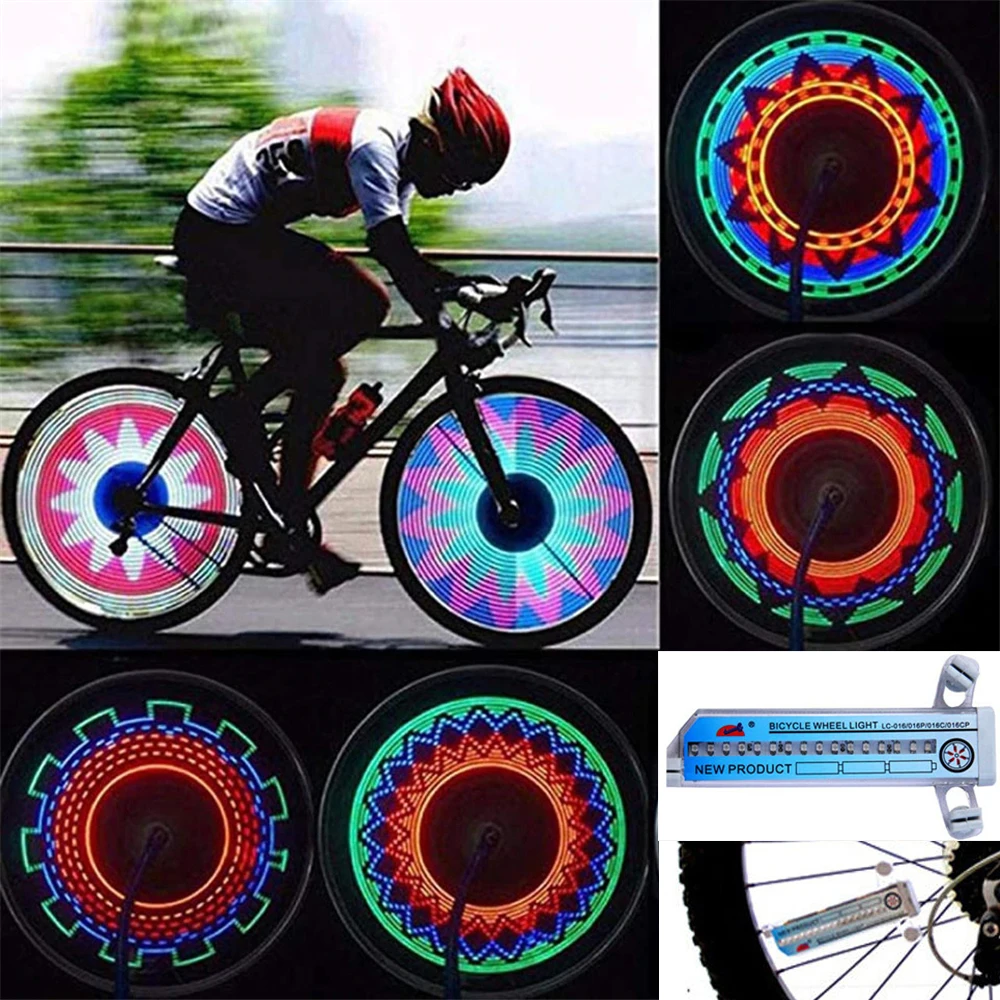 32 Patterns Cool LEDs Colorful Rainbow Bike Spoke lamp Safety Night Cycling lighting Bicycle Wheel Light Signal